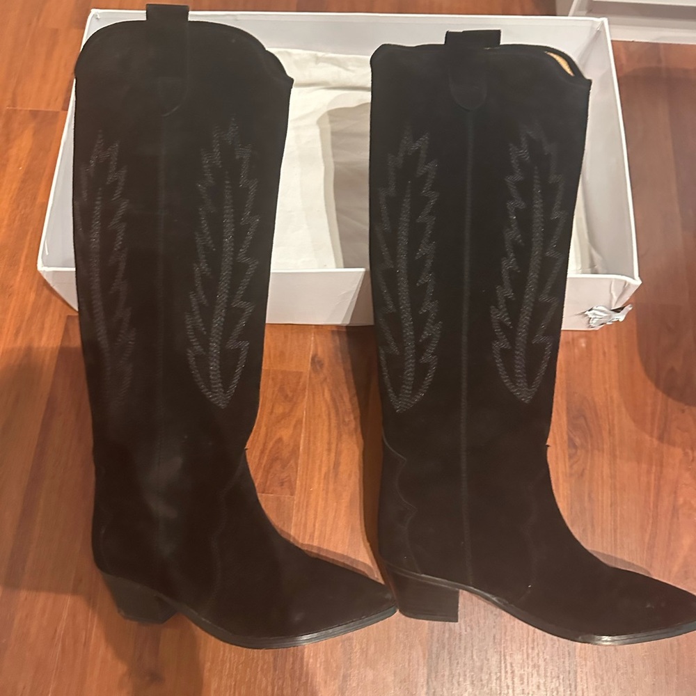 Isabel Marant Black Suede Heeled Boots Denver Tall